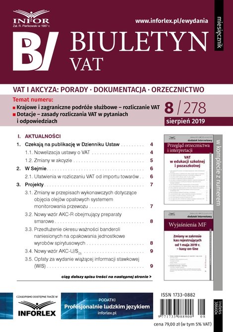 e-prasa: Biuletyn VAT – e-wydanie – 8/2019