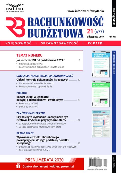 e-prasa: Rachunkowość Budżetowa – e-wydanie – 21/2019