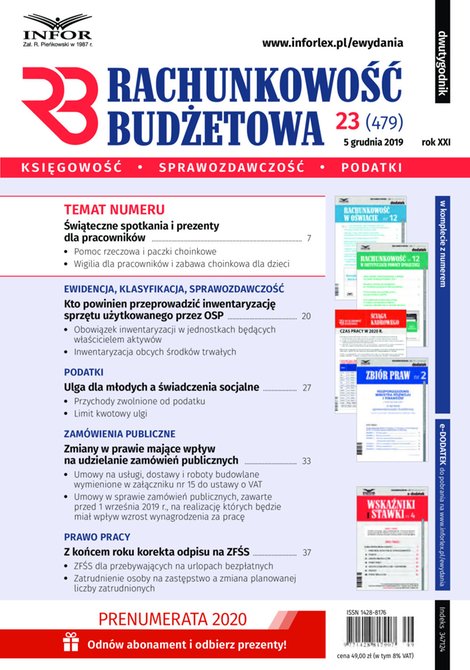 e-prasa: Rachunkowość Budżetowa – e-wydanie – 23/2019