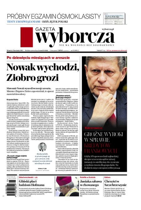 e-prasa: Gazeta Wyborcza - Warszawa – e-wydanie – 85/2021