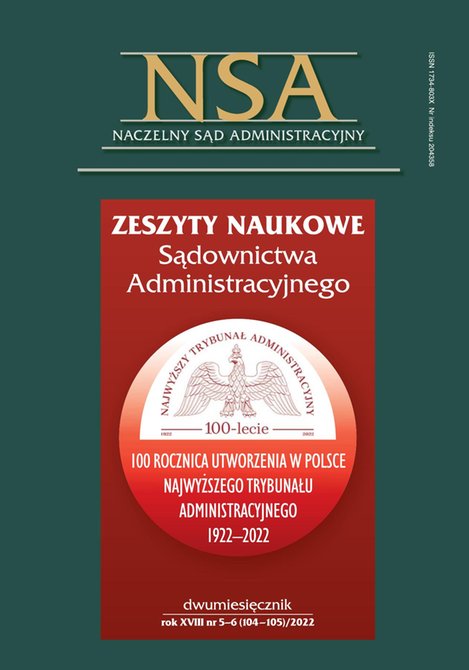 e-prasa: Zeszyty Naukowe Sądownictwa Administracyjnego – e-wydanie – 5-6/2022
