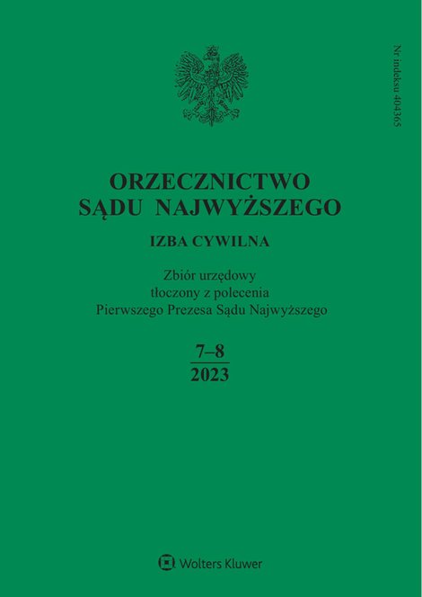 e-prasa: Orzecznictwo Sądu Najwyższego. Izba Cywilna – e-wydanie – 7-8/2023