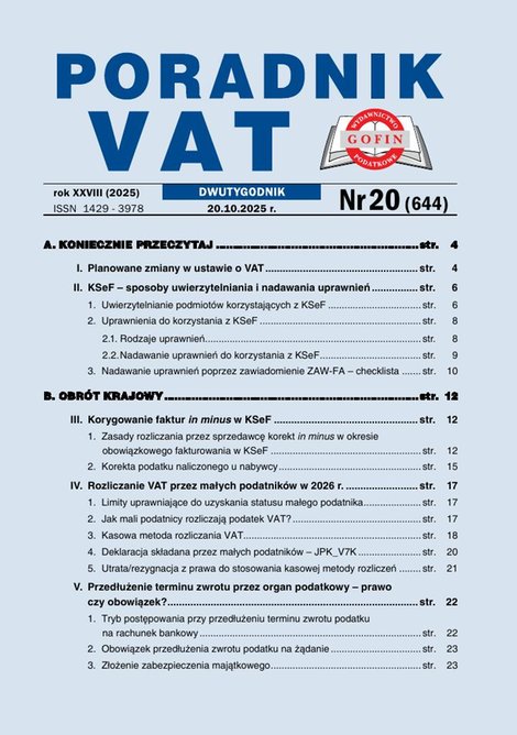 e-prasa: Poradnik VAT – e-wydania – 20/2025