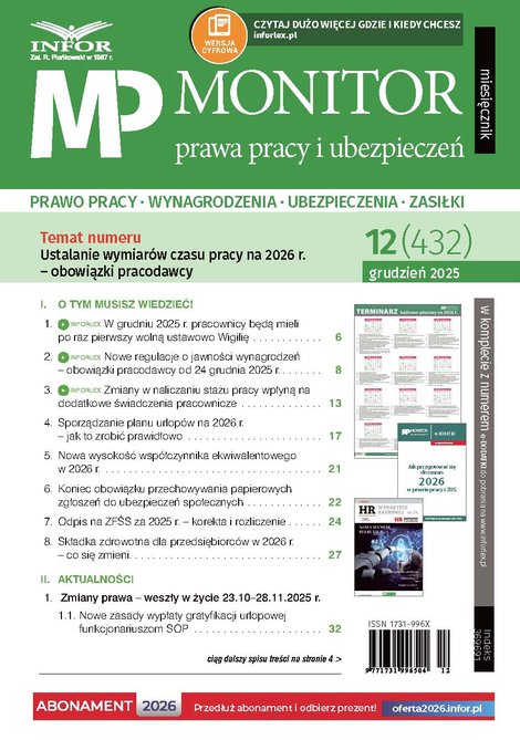 e-prasa: Monitor Prawa Pracy i Ubezpieczeń – e-wydanie – 12/2025