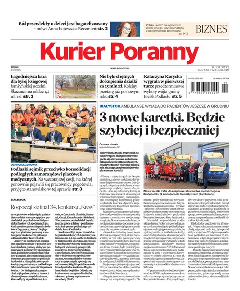 e-prasa: Kurier Poranny – e-wydanie – 233/2025