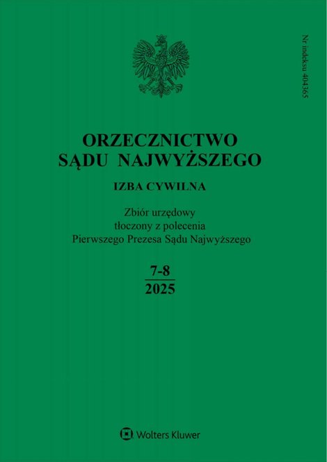 e-prasa: Orzecznictwo Sądu Najwyższego. Izba Cywilna – e-wydanie – 7-8/2025