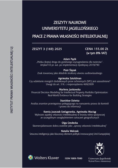 e-prasa: Zeszyty Naukowe Uniwersytetu Jagiellońskiego. Prace z Prawa Własności Intelektualnej – e-wydanie – 3/2025