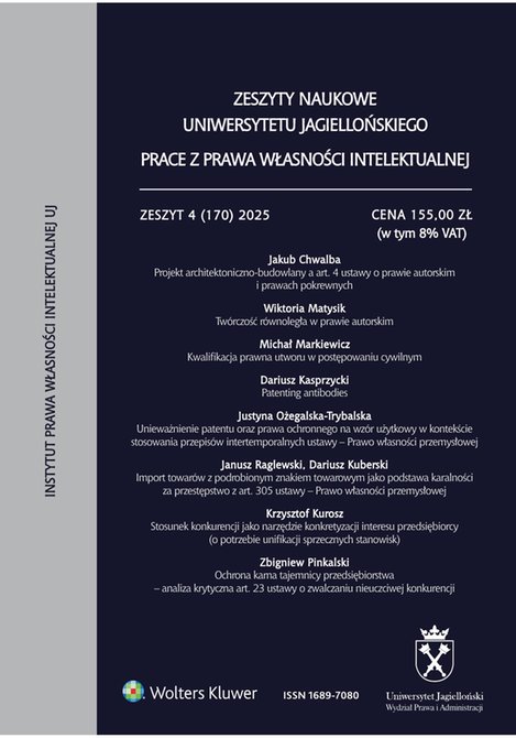 e-prasa: Zeszyty Naukowe Uniwersytetu Jagiellońskiego. Prace z Prawa Własności Intelektualnej – e-wydanie – 4/2025