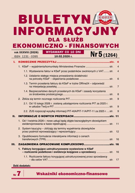 e-prasa: Biuletyn Informacyjny dla Służb Ekonomiczno-Finansowych – e-wydania – 5/2026