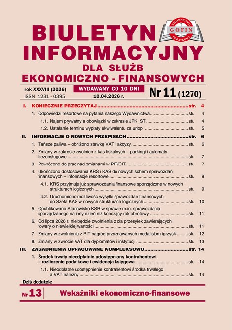 e-prasa: Biuletyn Informacyjny dla Służb Ekonomiczno-Finansowych – e-wydania – 11/2026