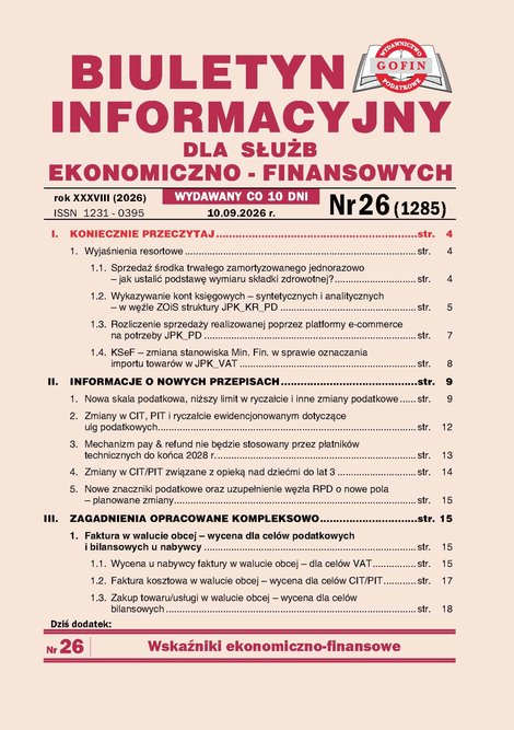 e-prasa: Biuletyn Informacyjny dla Służb Ekonomiczno-Finansowych – e-wydania – 26/2026