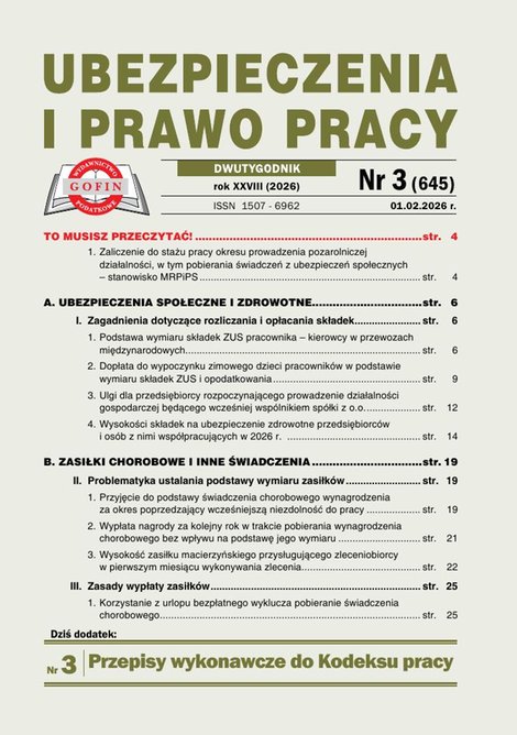 e-prasa: Ubezpieczenia i Prawo Pracy – ewydania – 3/2026
