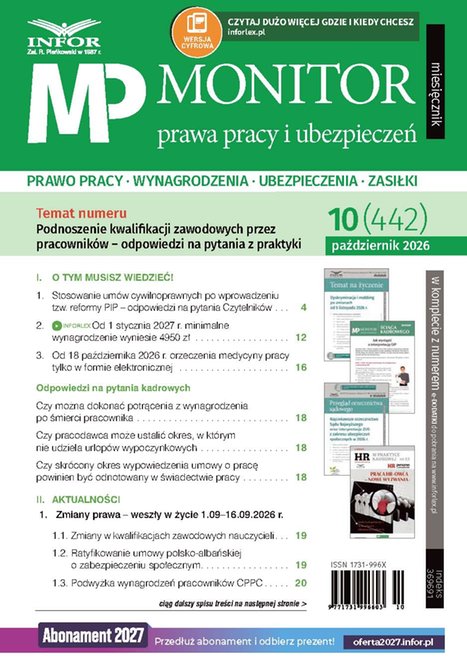 e-prasa: Monitor Prawa Pracy i Ubezpieczeń – e-wydanie – 10/2026