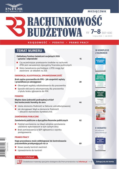e-prasa: Rachunkowość Budżetowa – e-wydanie – 7-8/2026
