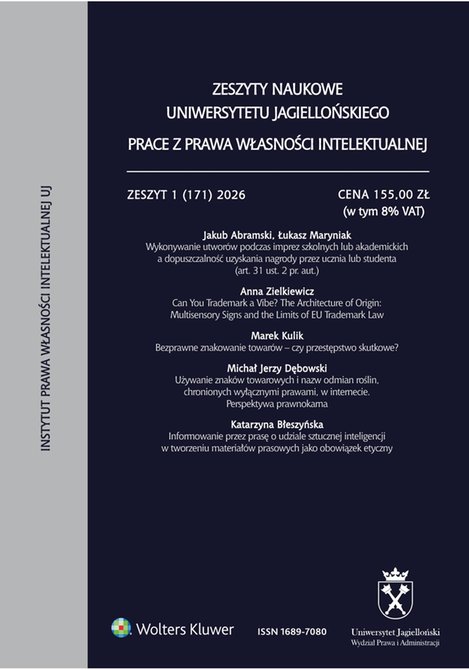 e-prasa: Zeszyty Naukowe Uniwersytetu Jagiellońskiego. Prace z Prawa Własności Intelektualnej – e-wydanie – 1/2026