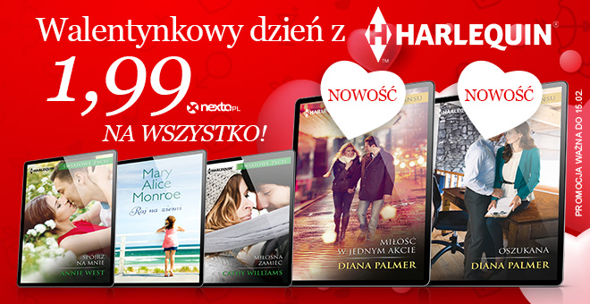 Walentynki z Harlequin - wszystkie eKsiążki po 1.99zł (ponad 1300 tytułów).